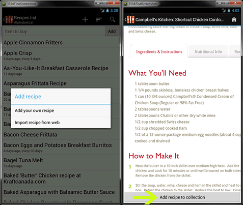 Manage Recipes in Food Planner.